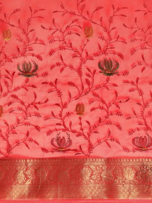 Indian_Women_Red_Orgenza_Fancy_border_with_Embroidery_work