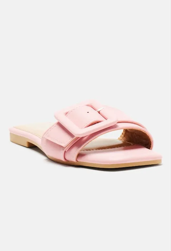 Pink_Flat_Square_Toe_Sandals_For_Women