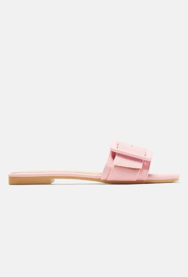 Pink_Flat_Square_Toe_Sandals_For_Women