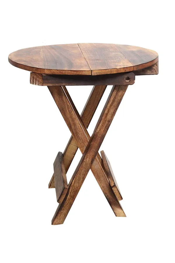 Wood_Antique_Round_Folding_Stool
