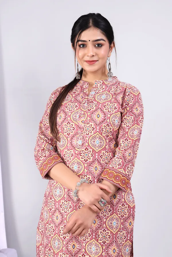 Dark_Peach_Pure_Cotton_Printed_Casual_Wear_Kurti_For_women