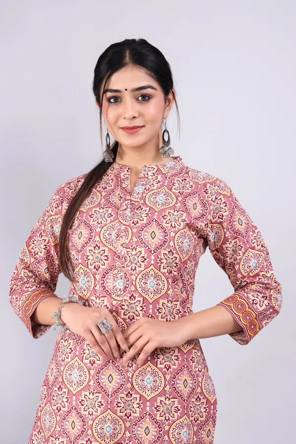 Dark_Peach_Pure_Cotton_Printed_Casual_Wear_Kurti_For_women