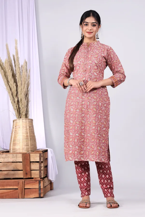 Peach_Pure_Cotton_Printed_Casual_Wear_Kurti_For_women