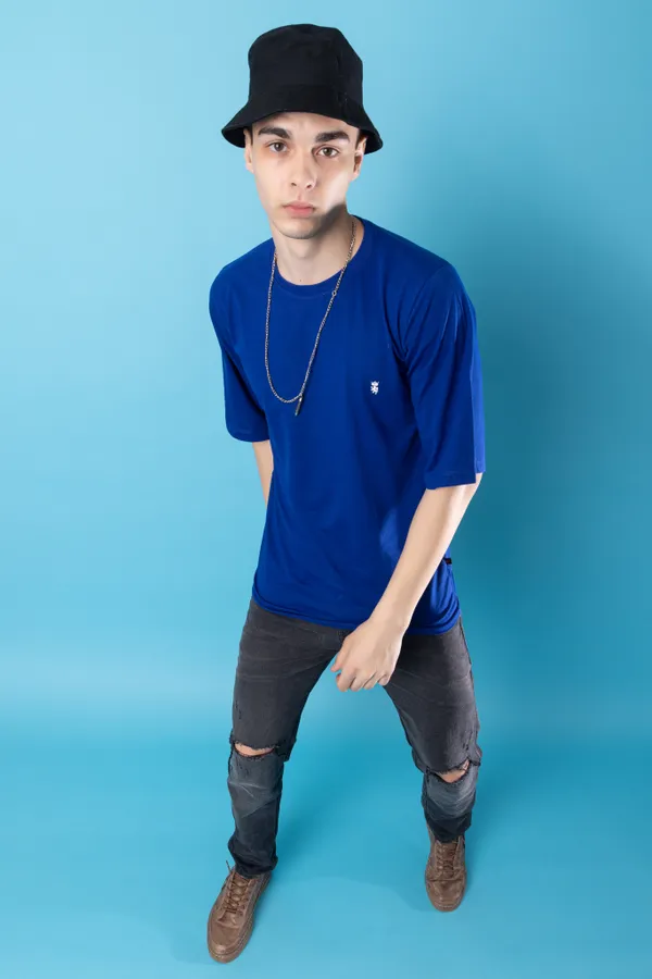 Royal_Blue_Cotton_Blend_Printed_Round_Neck_Soft_T-Shirt_For_Men
