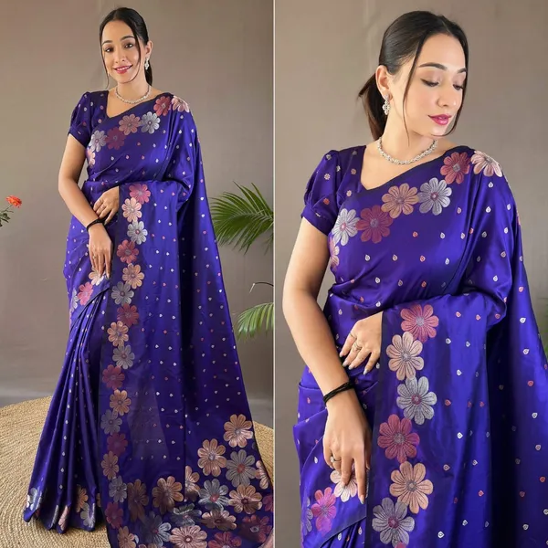 Royal_Blue_Soft_Silk_Gold_Copper_Saree_With_Blouse_For_Women
