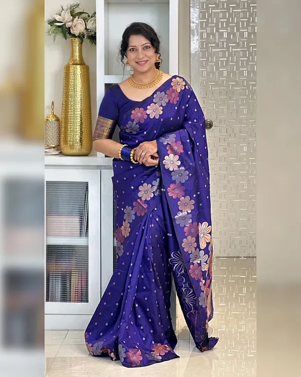 Royal_Blue_Soft_Silk_Gold_Copper_Saree_With_Blouse_For_Women