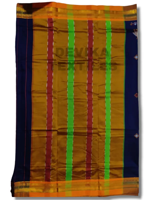 Royal_blue_Cottonsilk_ilkal_Kasuti_work_saree_with_running_blouse_piece