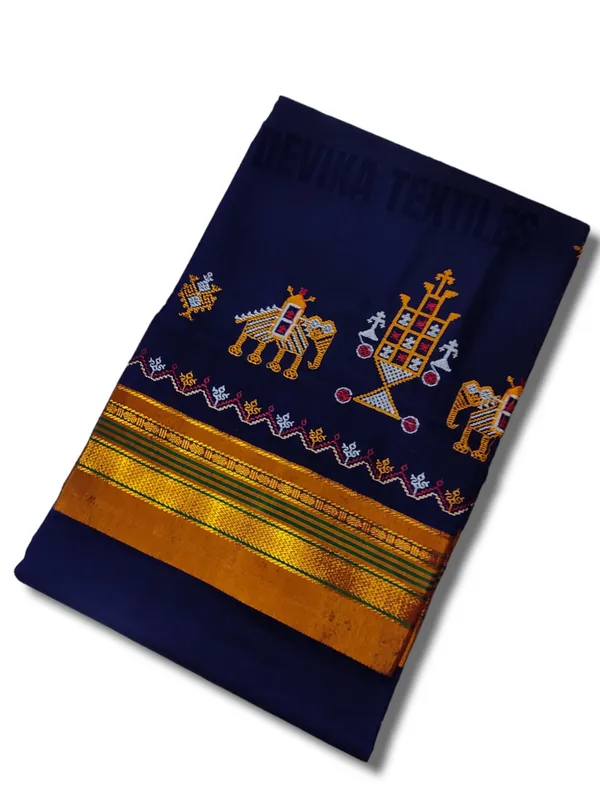 Royal_blue_Cottonsilk_ilkal_Kasuti_work_saree_with_running_blouse_piece
