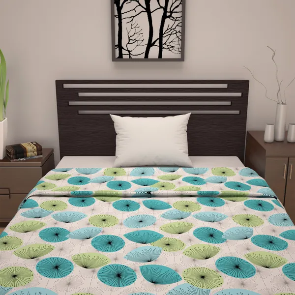 100%_Cotton_Reversible_Lightweight_Printed_Single_Bed_AC_Dohar_Blanket_-_Sea_Green