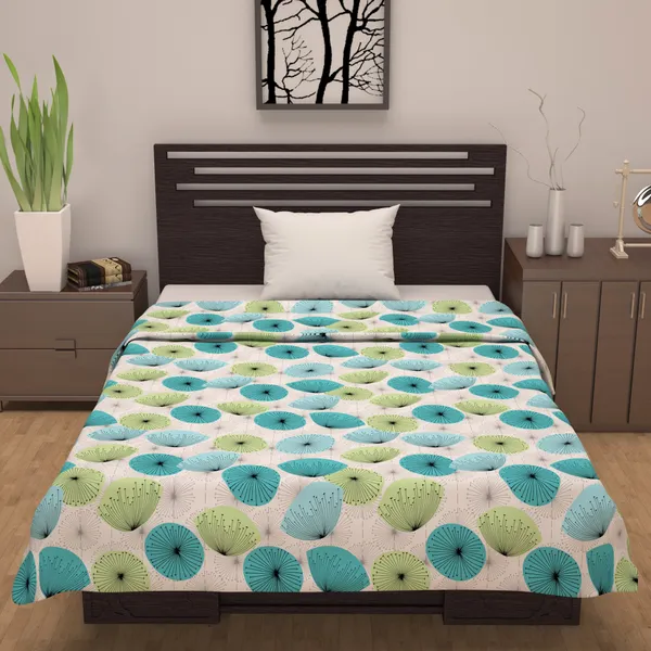 100%_Cotton_Reversible_Lightweight_Printed_Single_Bed_AC_Dohar_Blanket_-_Sea_Green