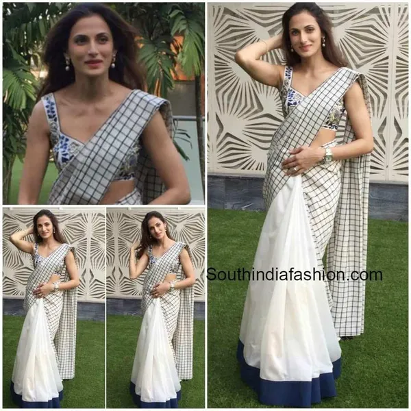 White_Colour_Linen_Saree_(With_Unstitched_Blouse_Piece)_(For_Women)