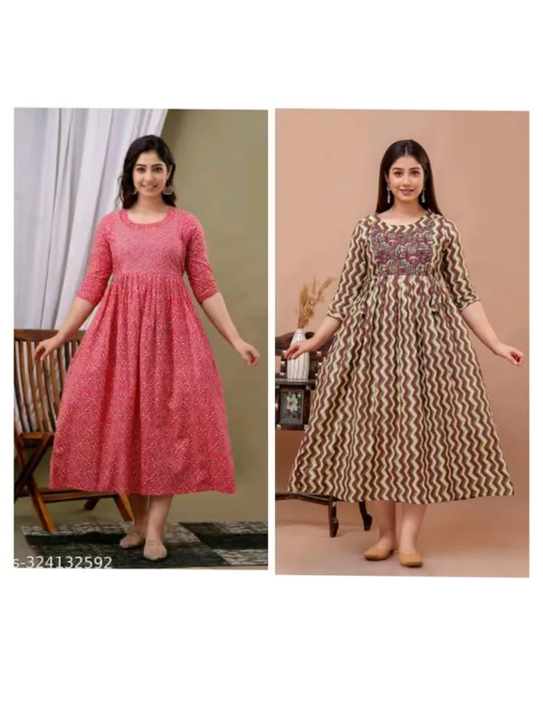 Rubi_brown_Cotton_Printed_Maternity_And_Feeding_Kurti_Combo_Of_2