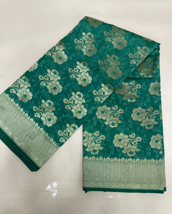 Humairah_Presents_Sea_Green_Katan_Silk_Golden_Zari_Floral_Tilfi_Boota_with_Banarasi_Zari_Border_and_Sea_Green_Blouse
