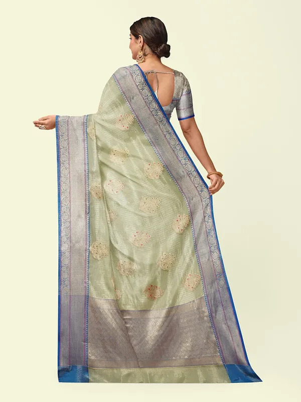 Sea_Green_Cotton_Blend_Banarasi_Sarees_For_Women
