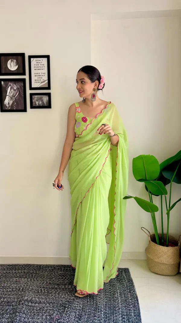 Light_Green_Soft_Georgette_Embroidered_Saree_With_Blouse