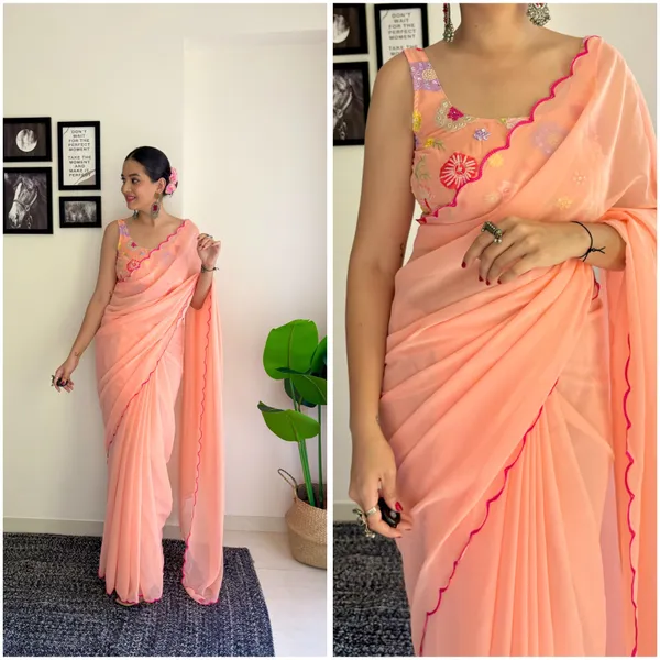 Peach_Soft_Georgette_Embroidered_Saree_With_Blouse