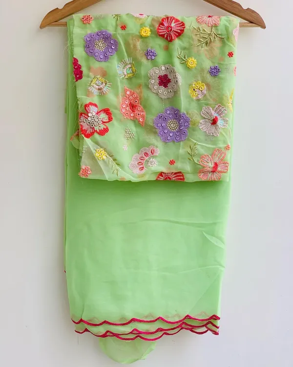 Light_Green_Soft_Georgette_Embroidered_Saree_With_Blouse