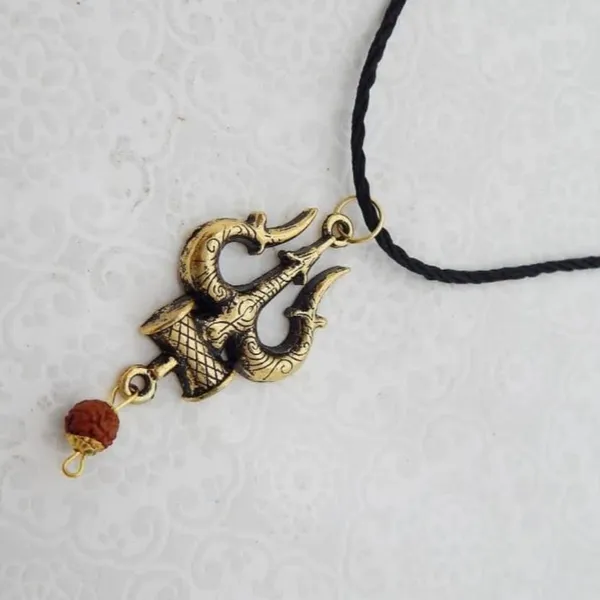 Golden_5_Mukhi_Rudraksha_Bracelet_&_Premium_Quality_Mahadev_Trishul_Damru_Pendant_For_Men_&_Women