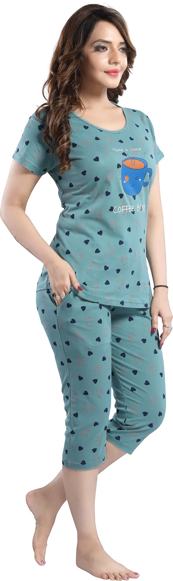 Light_Green_Cotton_Blend_Printed_Top_&_Pyjama_Set_For_Women