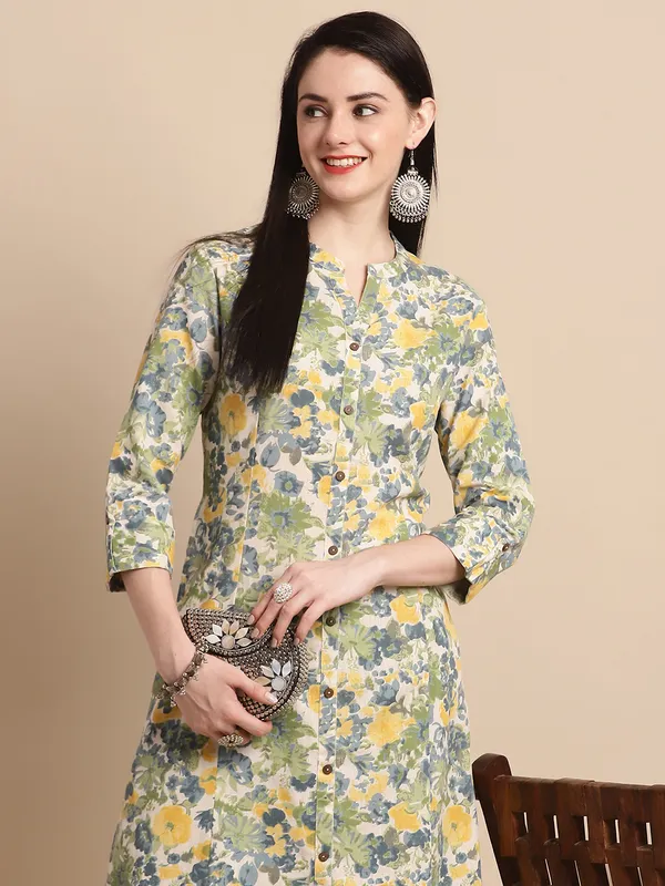 Green_Cotton_Floral_Printed_A-line_Kurta