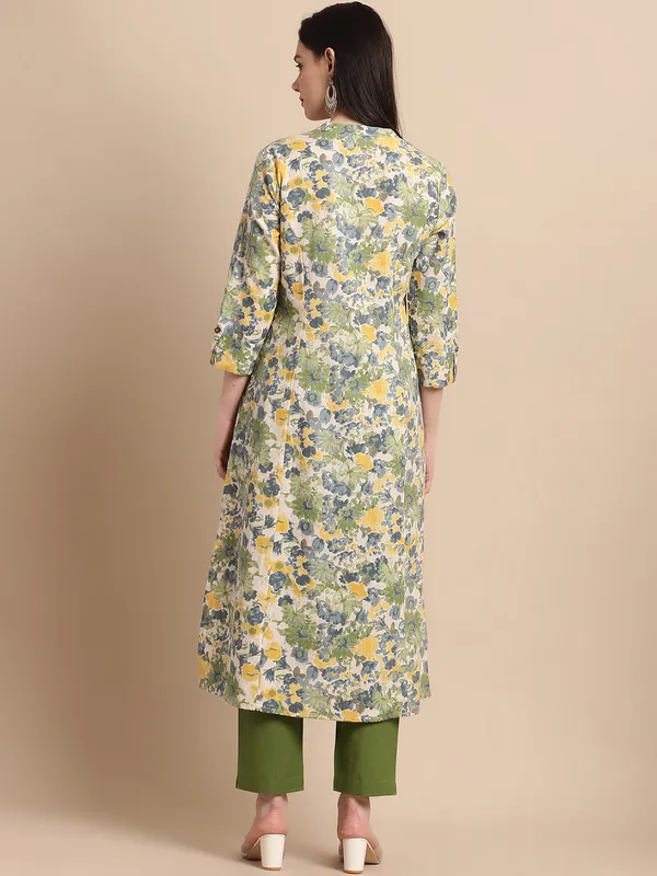 Green_Cotton_Floral_Printed_A-line_Kurta