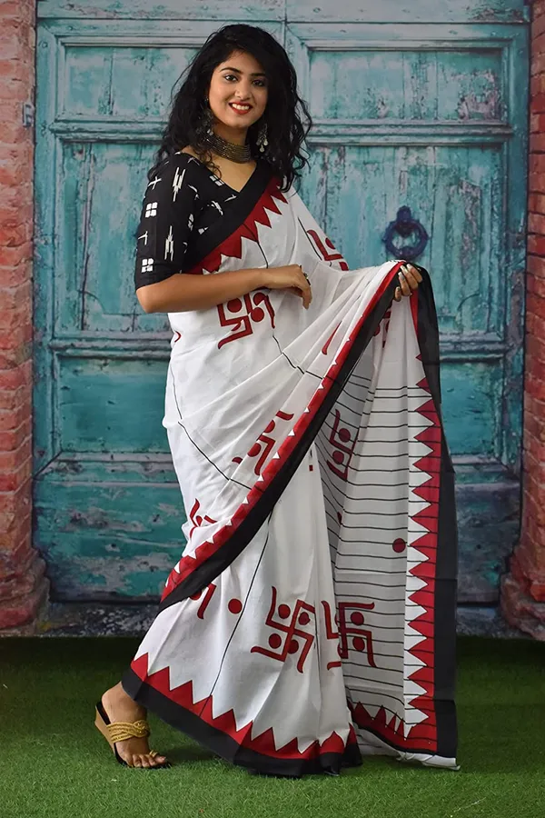 Handicraft_Women's_Block_Print_Pure_Soft_Cotton_Saree_With_Blouse_Piece_With_Blouse_Piece