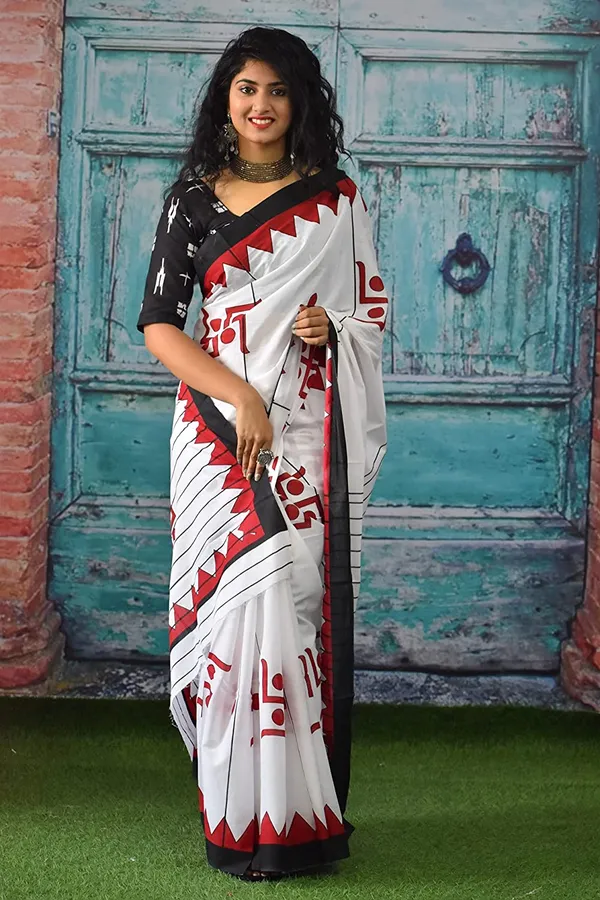 Handicraft_Women's_Block_Print_Pure_Soft_Cotton_Saree_With_Blouse_Piece_With_Blouse_Piece