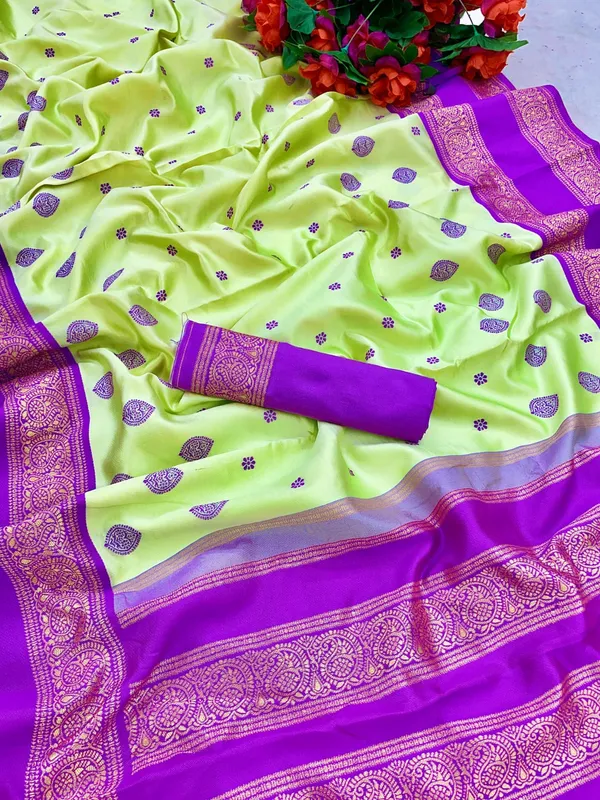 PISTA_TRENDY_PURE_BANARASI_SILK_SAREE