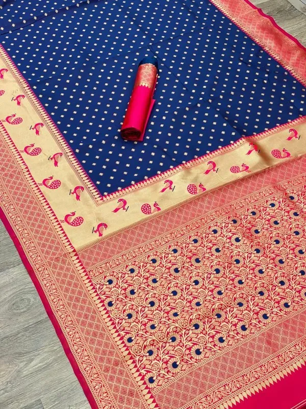 Blue_Woven_Kanjivaram_Silk_Saree_with_Saree_Cover