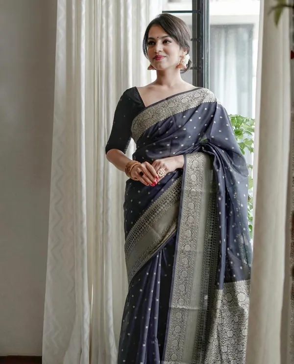 Black_Woven_Kanjivaram_Silk_Saree_with_Saree_Cover