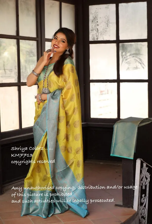 Yellow_Woven_Kanjivaram_Silk_Saree_with_Saree_Cover