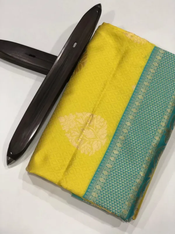 Yellow_Woven_Kanjivaram_Silk_Saree_with_Saree_Cover
