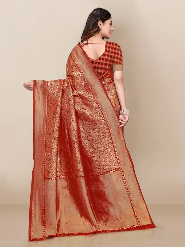 Red_Woven_Kanjivaram_Silk_Saree_with_Saree_Cover