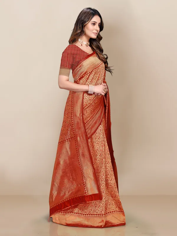 Red_Woven_Kanjivaram_Silk_Saree_with_Saree_Cover