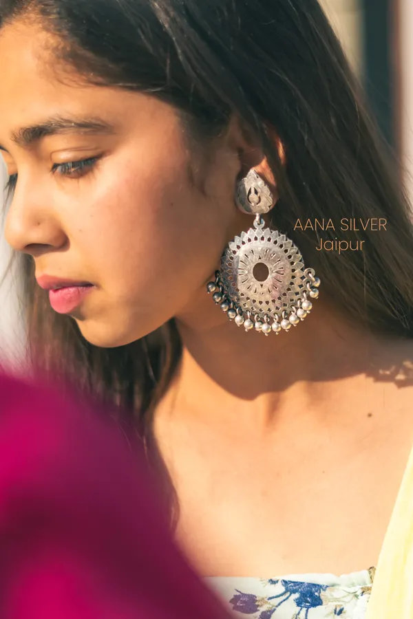 925_Pure_Sterling_Silver_|_Embossed_Jhumri_Jali_Earrings_|_Well_Stamped_&_Hallmarked