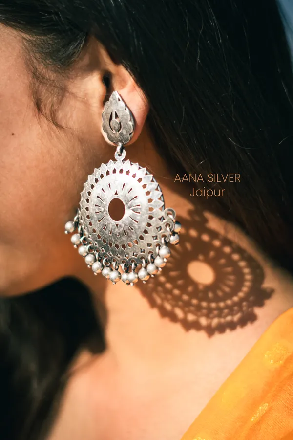 925_Pure_Sterling_Silver_|_Embossed_Jhumri_Jali_Earrings_|_Well_Stamped_&_Hallmarked