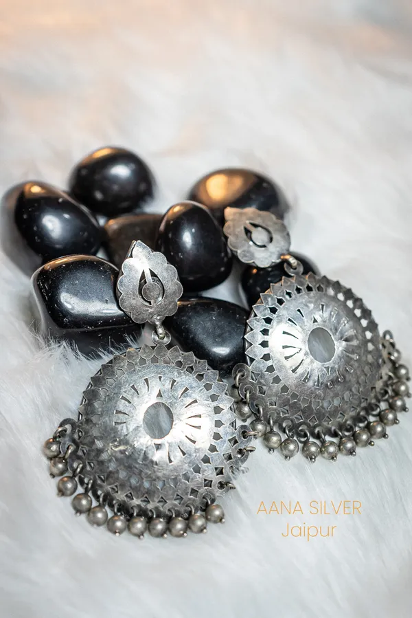 925_Pure_Sterling_Silver_|_Embossed_Jhumri_Jali_Earrings_|_Well_Stamped_&_Hallmarked