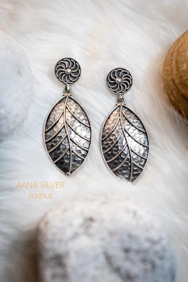 925_Pure_Sterling_Silver_|_Statement_Leaf_Earrings_|_Well_Stamped_&_Hallmarked