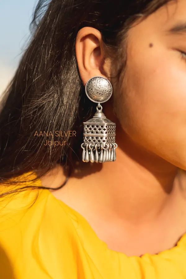 925_Pure_Sterling_Silver_|_Statement_Jhumka_Earrings_|_Well_Stamped_&_Hallmarked