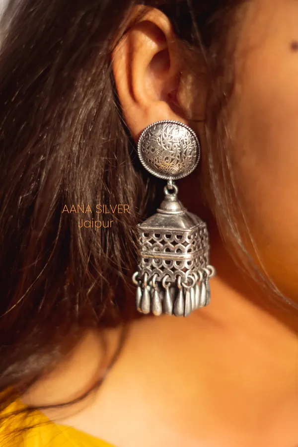 925_Pure_Sterling_Silver_|_Statement_Jhumka_Earrings_|_Well_Stamped_&_Hallmarked