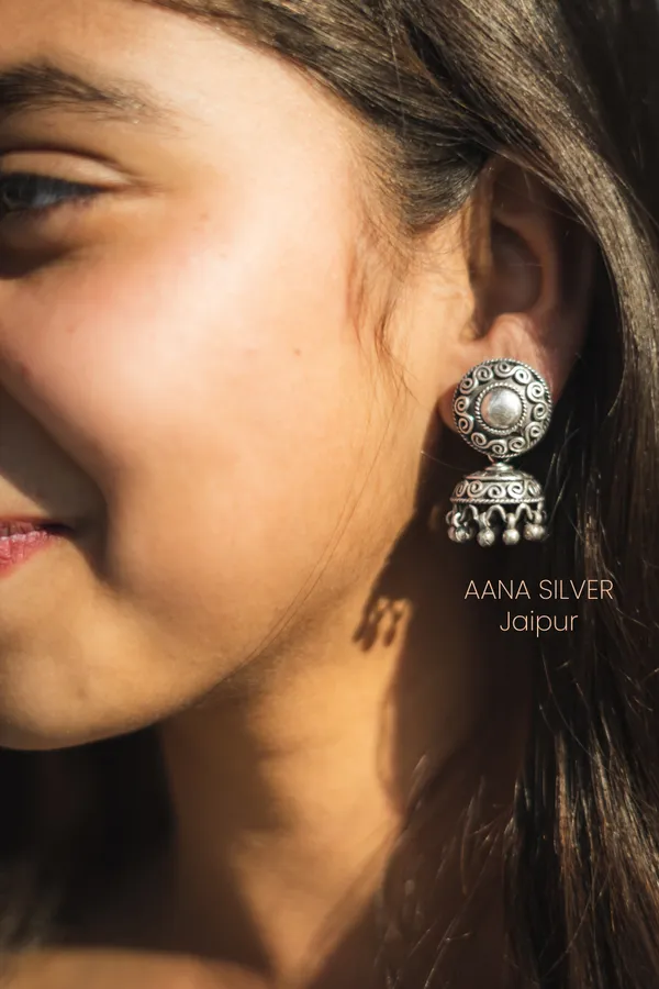925_Pure_Sterling_Silver_|_Versatile_Dot_Jhumka_Earrings_|_Well_Stamped_&_Hallmarked