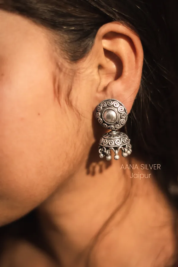 925_Pure_Sterling_Silver_|_Versatile_Dot_Jhumka_Earrings_|_Well_Stamped_&_Hallmarked