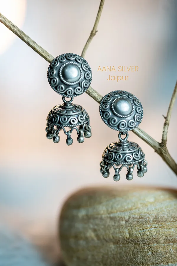 925_Pure_Sterling_Silver_|_Versatile_Dot_Jhumka_Earrings_|_Well_Stamped_&_Hallmarked