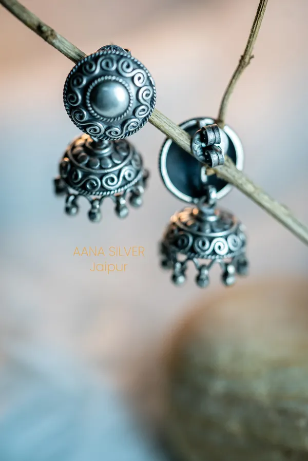 925_Pure_Sterling_Silver_|_Versatile_Dot_Jhumka_Earrings_|_Well_Stamped_&_Hallmarked