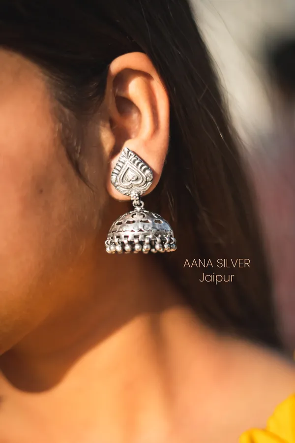 925_Pure_Sterling_Silver_|_Versatile_Leaf_Jhumka_Earrings_|_Well_Stamped_&_Hallmarked
