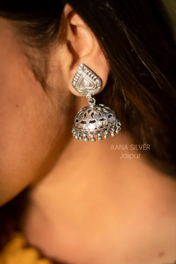 925_Pure_Sterling_Silver_|_Versatile_Leaf_Jhumka_Earrings_|_Well_Stamped_&_Hallmarked