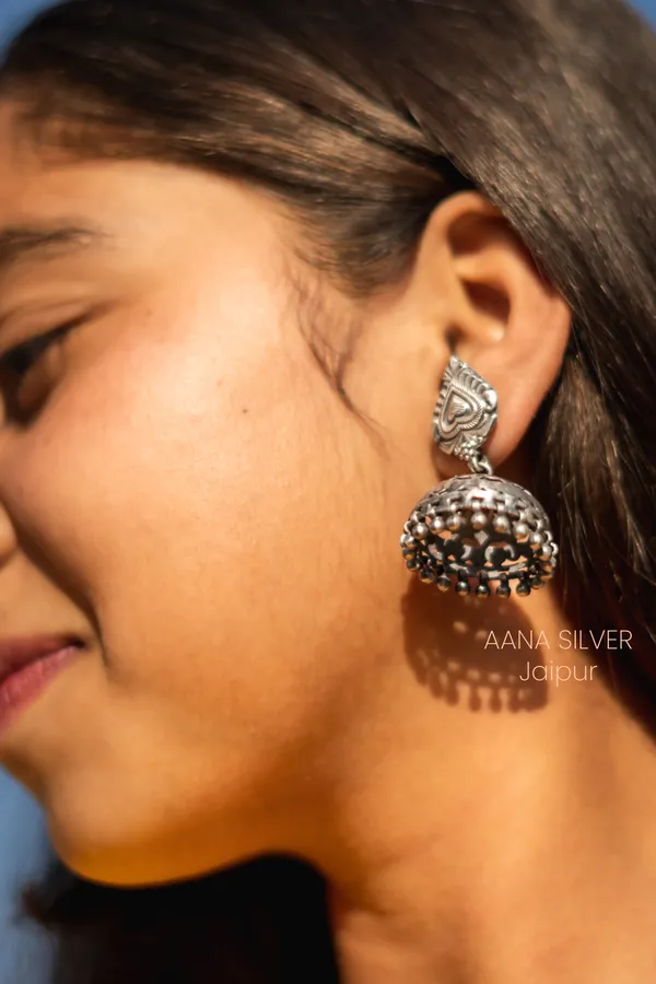 925_Pure_Sterling_Silver_|_Versatile_Leaf_Jhumka_Earrings_|_Well_Stamped_&_Hallmarked