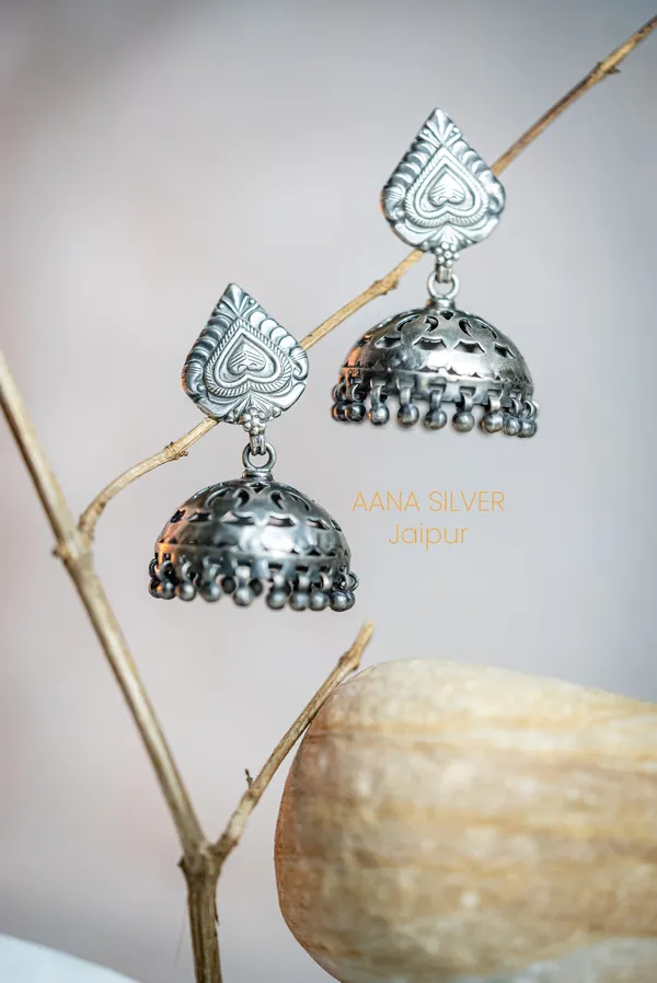 925_Pure_Sterling_Silver_|_Versatile_Leaf_Jhumka_Earrings_|_Well_Stamped_&_Hallmarked