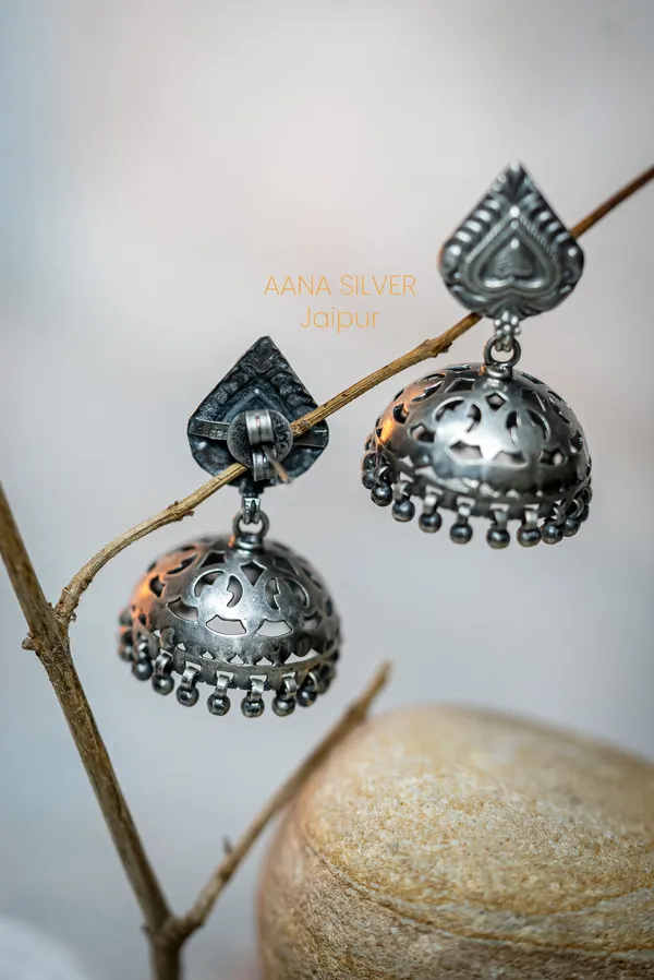 925_Pure_Sterling_Silver_|_Versatile_Leaf_Jhumka_Earrings_|_Well_Stamped_&_Hallmarked