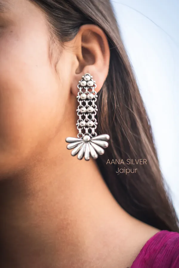 925_Pure_Sterling_Silver_|_Semi_Flower_Earrings_|_Well_Stamped_&_Hallmarked